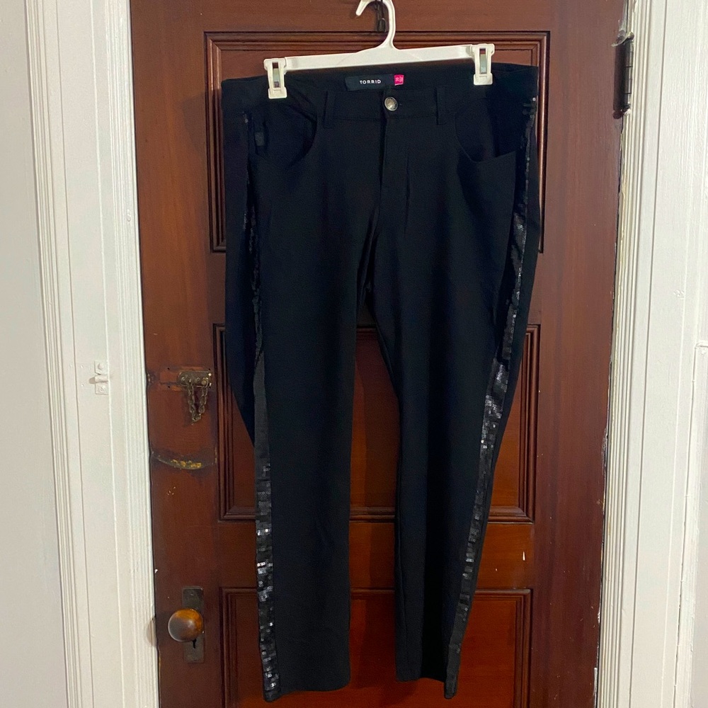 Torrid Black Sparkle Stripe Jeggings